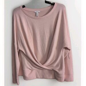 Daily Ritual Women's Lightweight Wrap Front Long Sleeve  Boatneck Pink Sz XXL